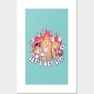 Let's Get Lit! Lit logs campfire Posters and Art